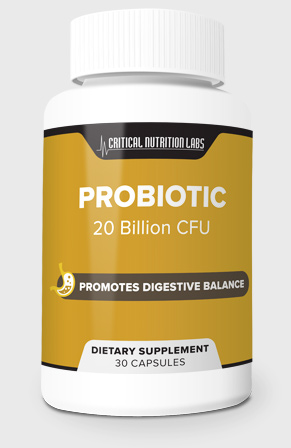 A bottle of Critical Health Stack probiotic